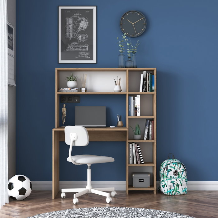 Hanah Home HA104 - 2025 Escritorio de estudio con estantería Roble Hanah Home HA104 - 2025 Escritorio de estudio con estantería Roble